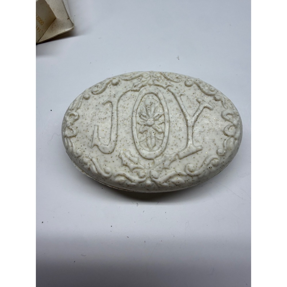 Vintage Avon 2000 JOY Holiday Lightly Scented Soap Bar Gold Glitter Embossed